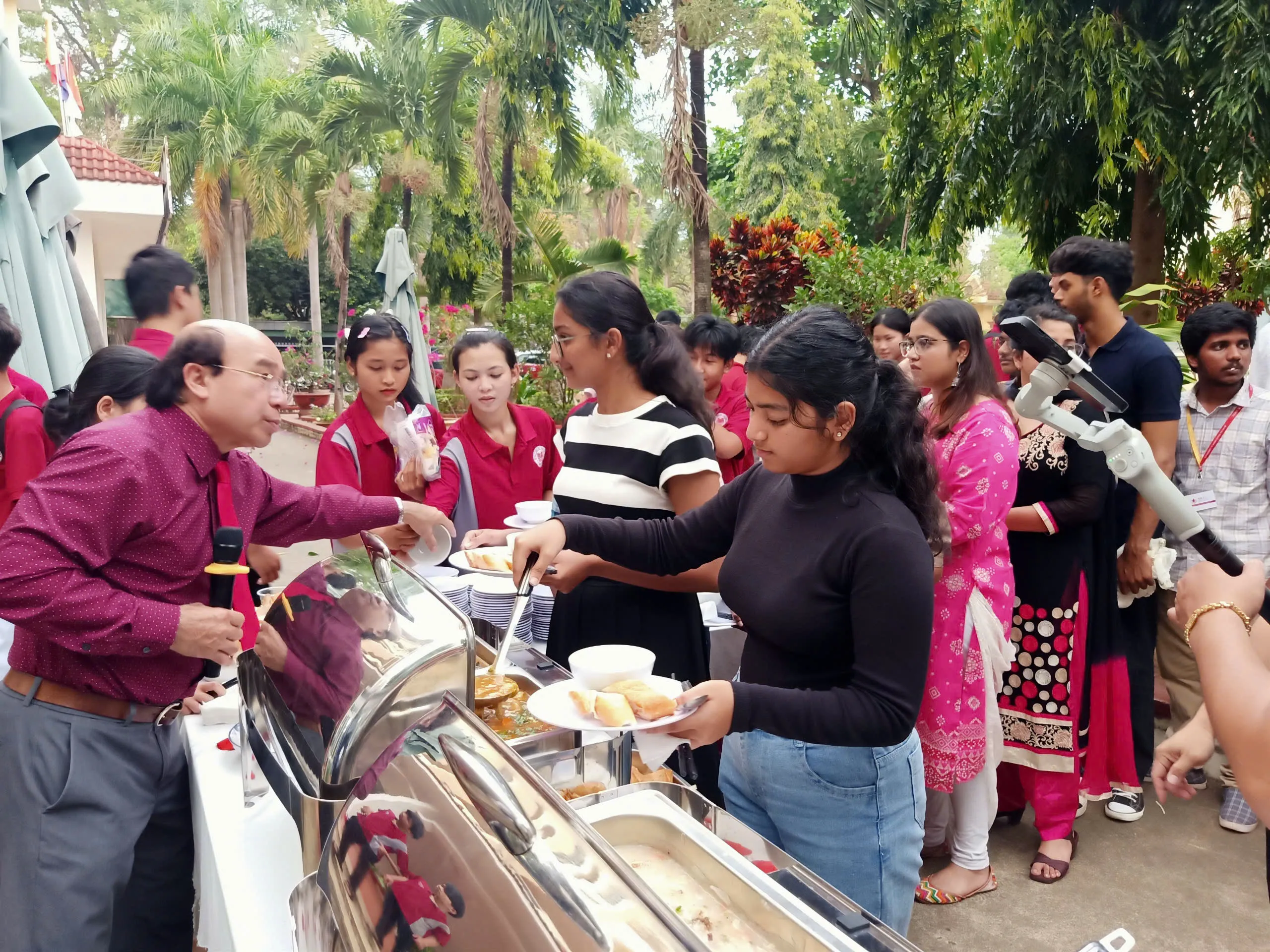 Students performing on stage during campus event